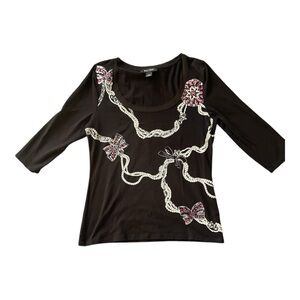 #067, White House Black Market 3/4 length sleeve tee, size L